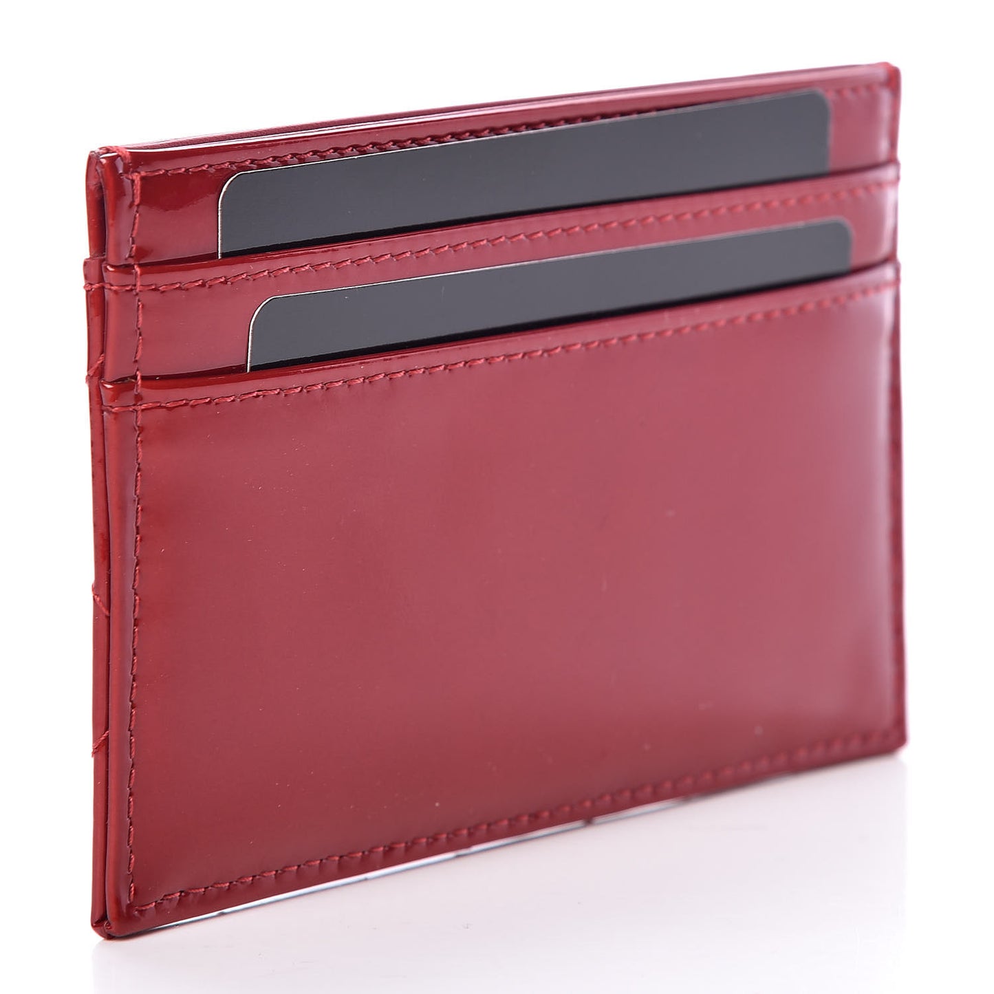 Patent Quilted Brilliant Card Holder Red
