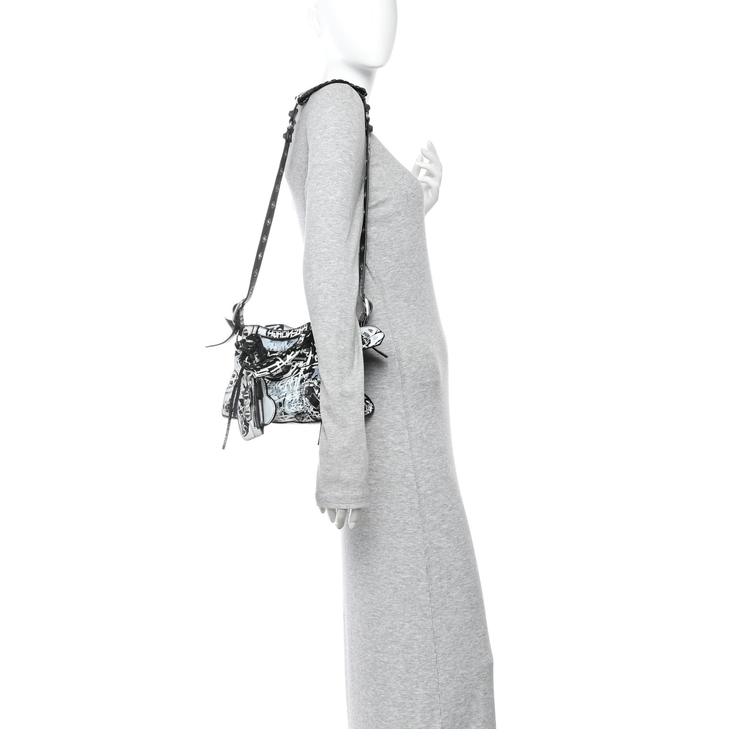 Agneau Arena Graffiti Neo Cagole Handbag XS Black White