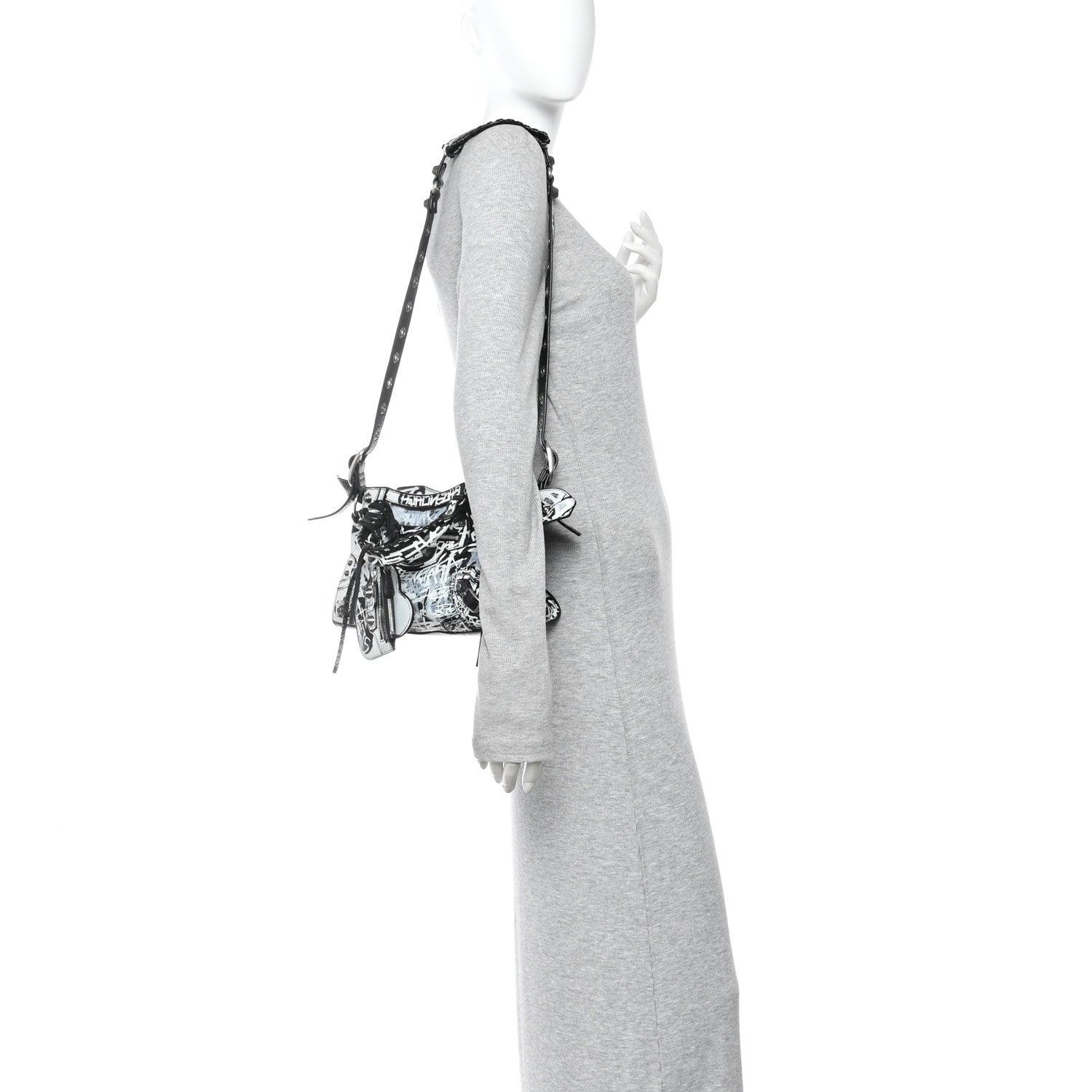 Balenciaga Agneau Arena Graffiti Neo Cagole Handbag XS Black White 2 of 11