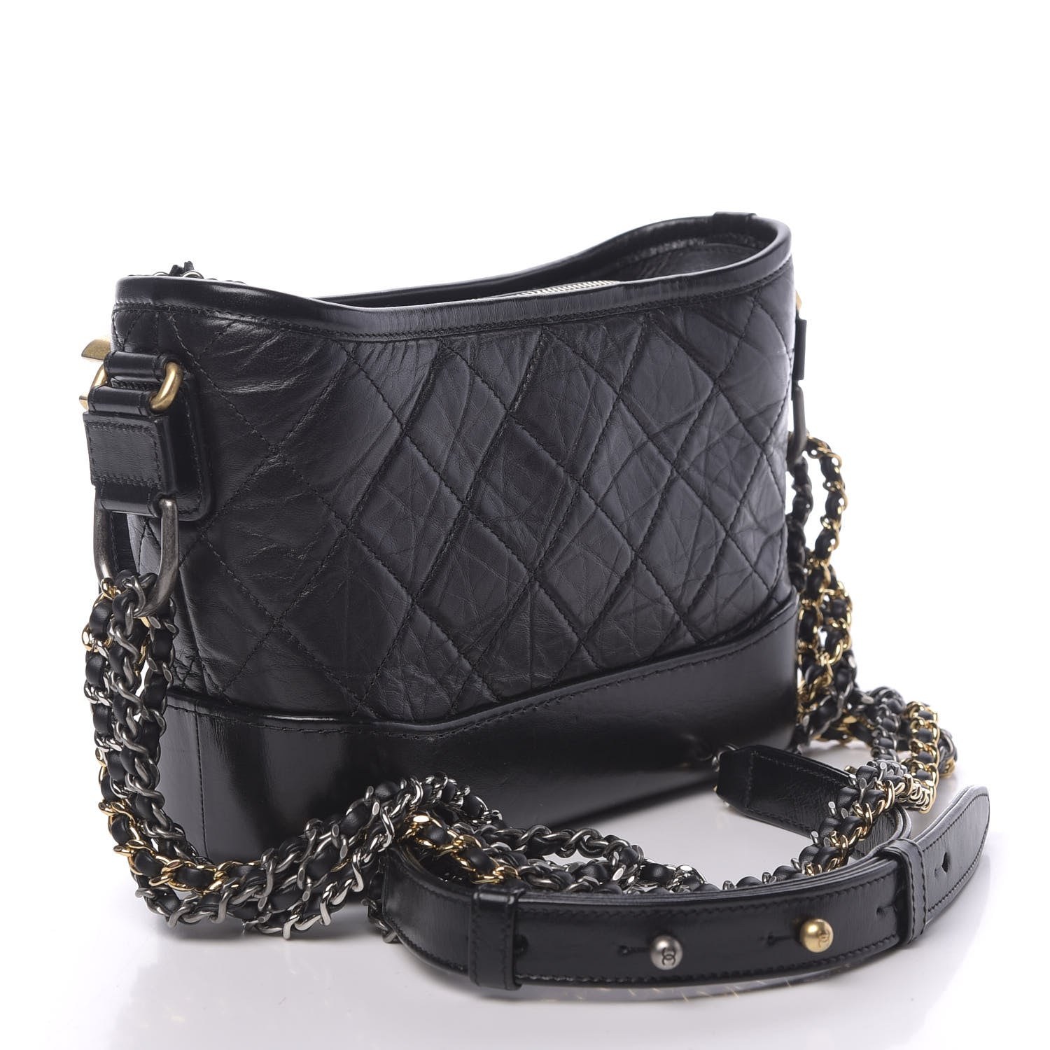 Chanel Aged Calfskin Quilted Small Gabrielle Hobo Black 3 of 11