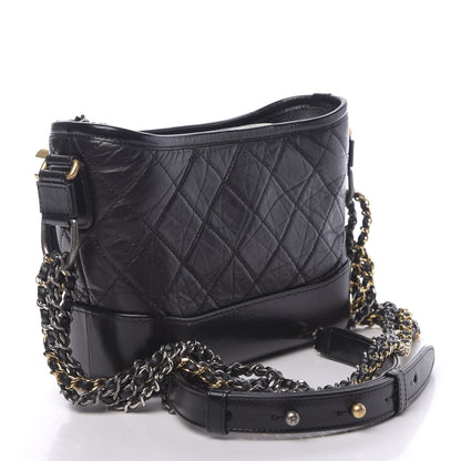 Chanel Aged Calfskin Quilted Small Gabrielle Hobo Black 3 of 11