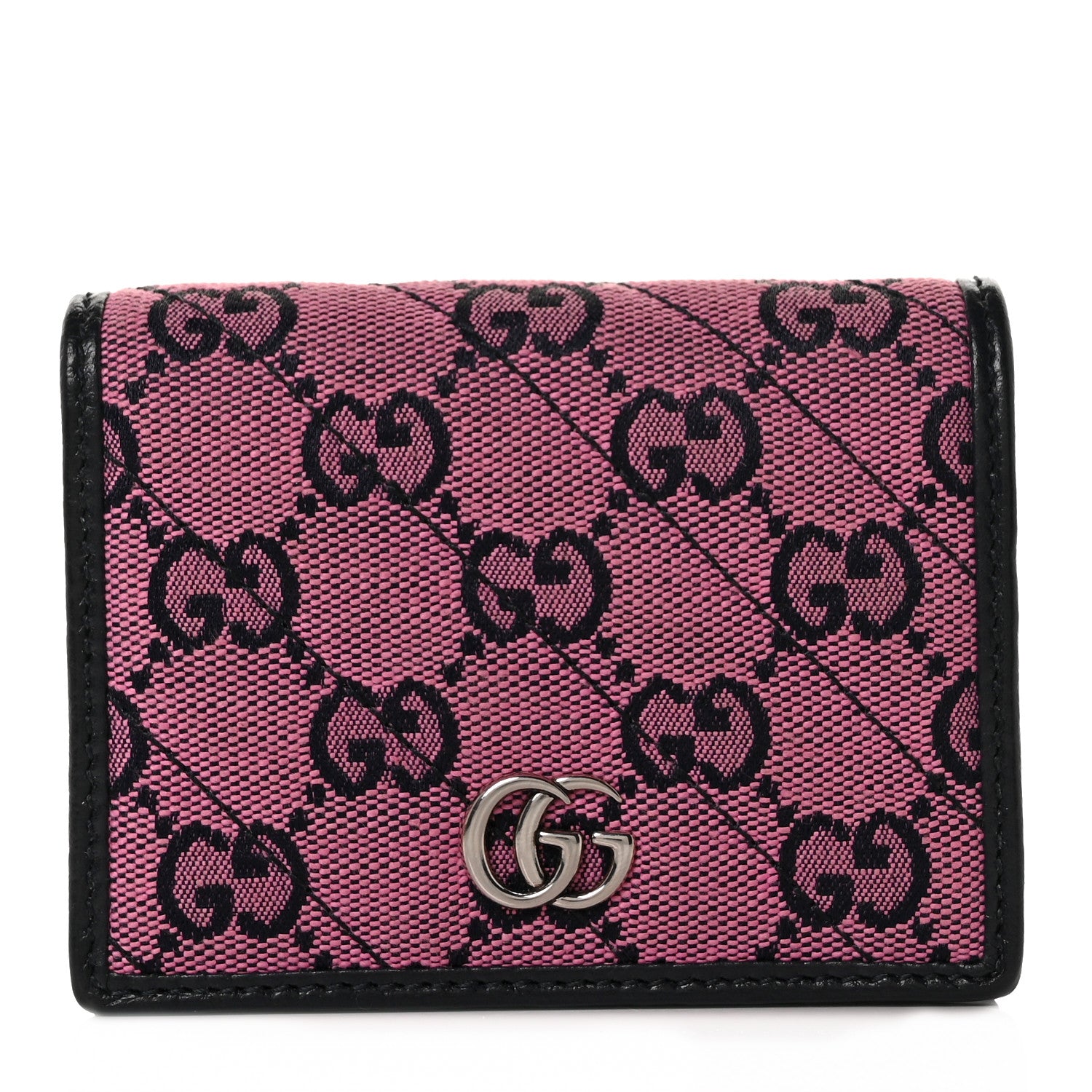 Gucci Monogram Multicolor Matelasse Diagonal GG Marmont Card Case Wallet Pink Blue 1 of 8