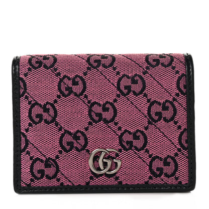 Gucci Monogram Multicolor Matelasse Diagonal GG Marmont Card Case Wallet Pink Blue 1 of 8