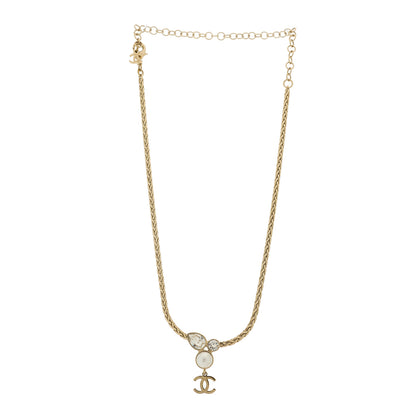 Chanel Crystal Pearl CC Drop Necklace Gold 3 of 5