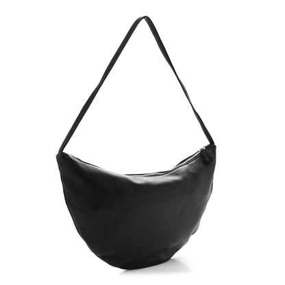 The Row Finely Grained Calfskin Small Izzy Crescent Shoulder Bag Ebony Brown 3 of 9