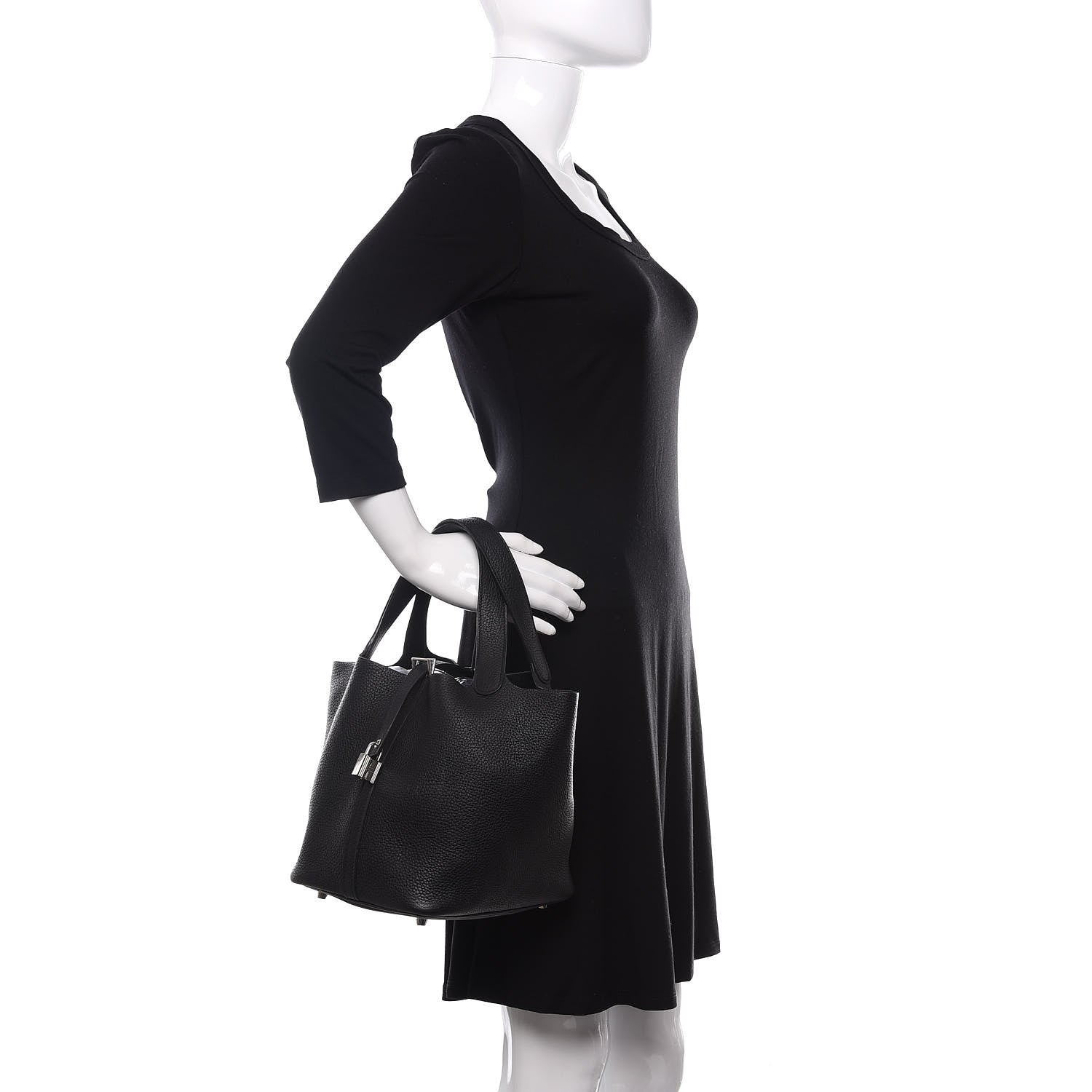 Hermes Taurillon Clemence Picotin Lock 22 MM Black 2 of 14