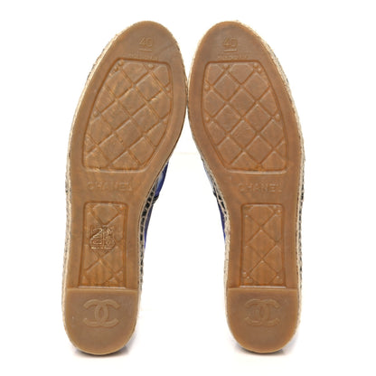 Chanel Mesh Lambskin Check Print CC Espadrilles 40 Blue Black White 6 of 10