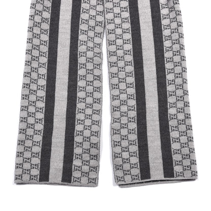 Gucci Wool Tricot GG Monogram Web New Lunicart Scarf Zinc Medium Grey 2 of 3