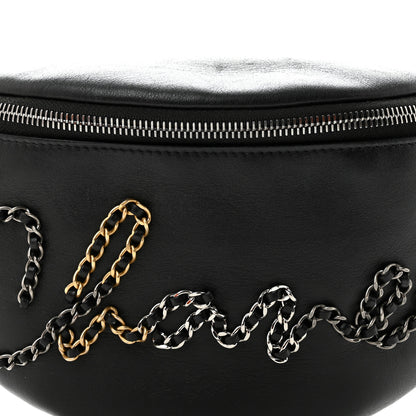 Chanel Calfskin Chain 20s Signe Waist Bag Black 8 of 13