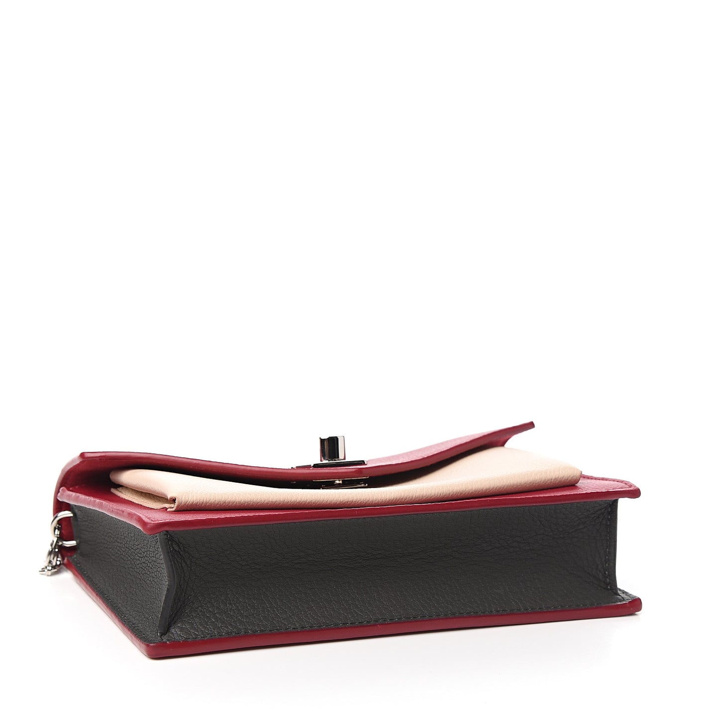 Calfskin My Lockme Chain Pochette Lie De Vin Etain Creme