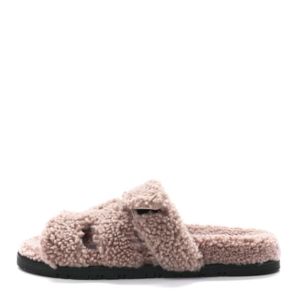 Hermes Woolskin Womens Chypre Sandals 38 Bois De Santal 1 of 8