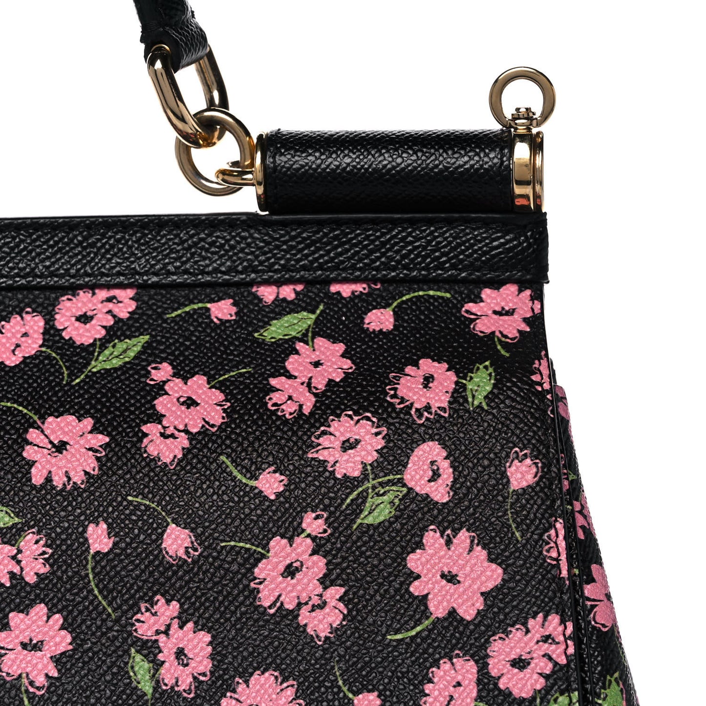 Dauphine Flower Print Medium Miss Sicily Satchel Black