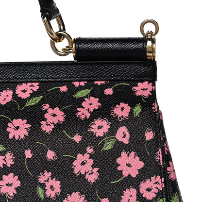 Dolce & Gabbana Dauphine Flower Print Medium Miss Sicily Satchel Black 11 of 20