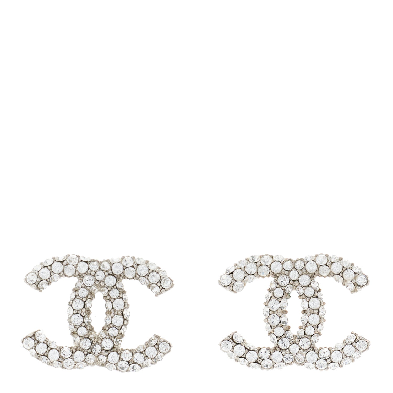 Chanel Crystal CC Earrings Silver 1 of 5
