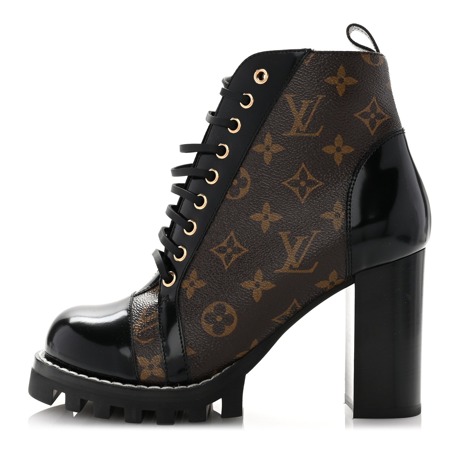 Louis Vuitton Patent Calfskin Monogram Star Trail Ankle Boots 38.5 Black 1 of 9