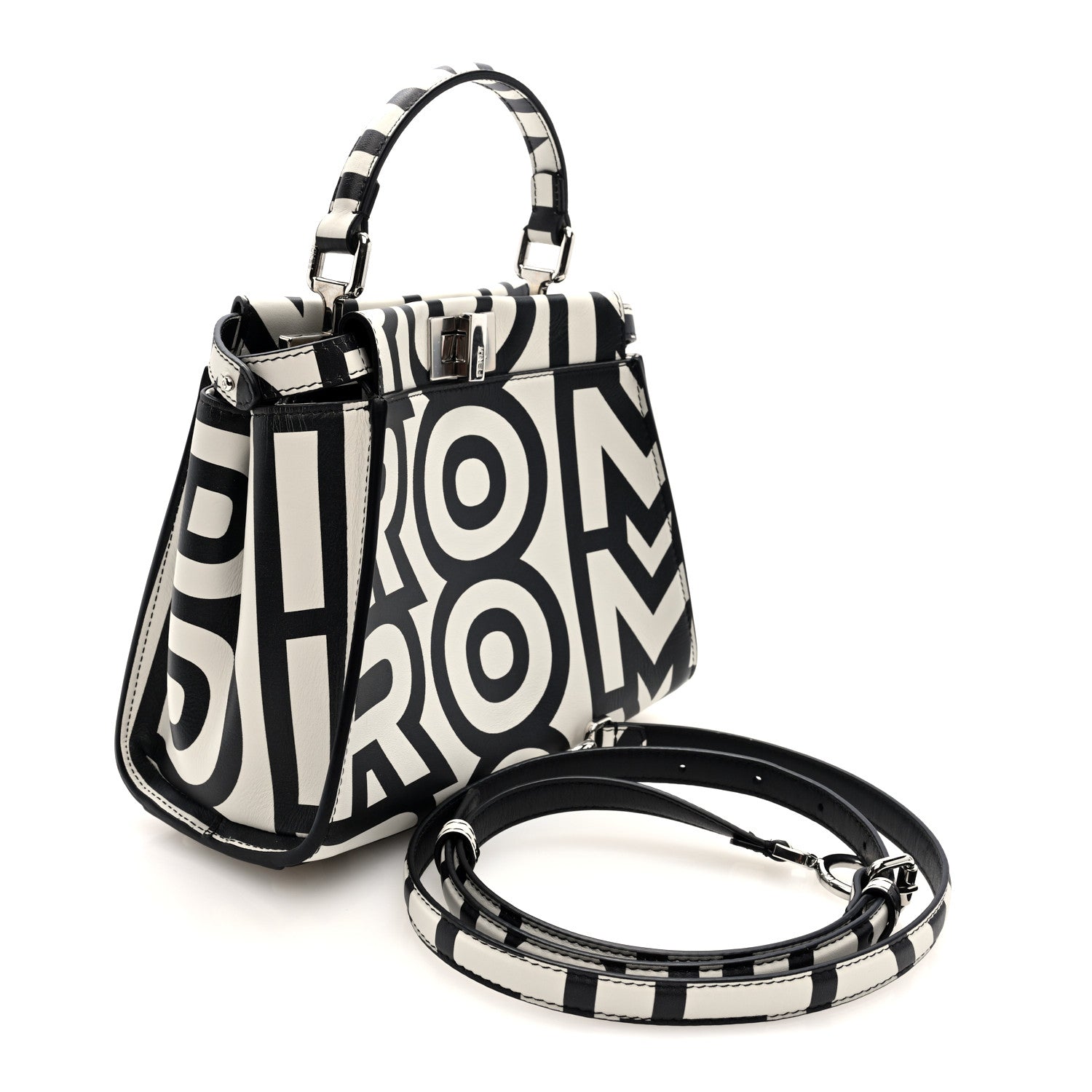 Fendi X MARC JACOBS Nappa Mini Peekaboo I SEE U Satchel Black White 3 of 10