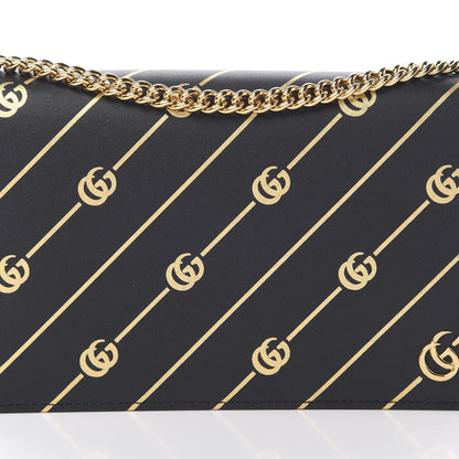 Gucci Calfskin Diagonal GG Mini Chain Wallet Black Gold 7 of 10