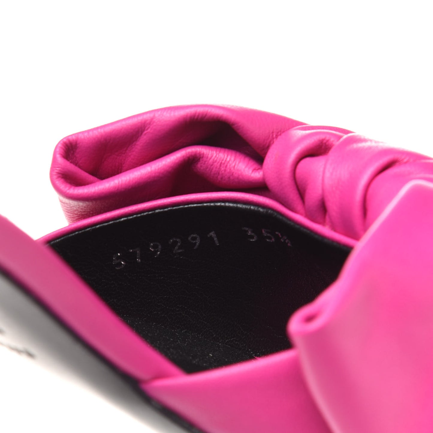 Soft Nappa Square Knife Bow Mule Sandals 35.5 Magenta Pink