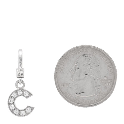Chanel 18K White Gold Diamond C Charm 2 of 3