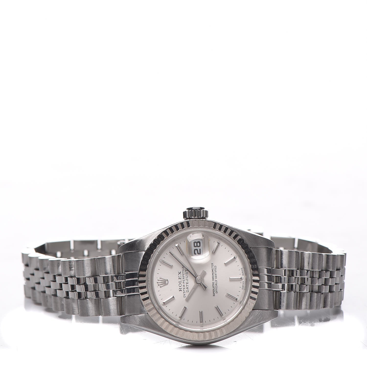 Rolex Stainless Steel 18K White Gold 26mm Oyster Perpetual Datejust Watch Silver 79174 3 of 8