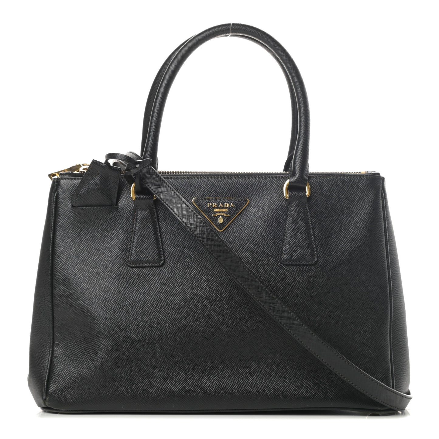 Saffiano Small Galleria Double Zip Tote Black