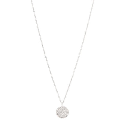 David Yurman 18K White Gold Diamond Cable Collectibles Pave Charm Pendant Necklace 1 of 7