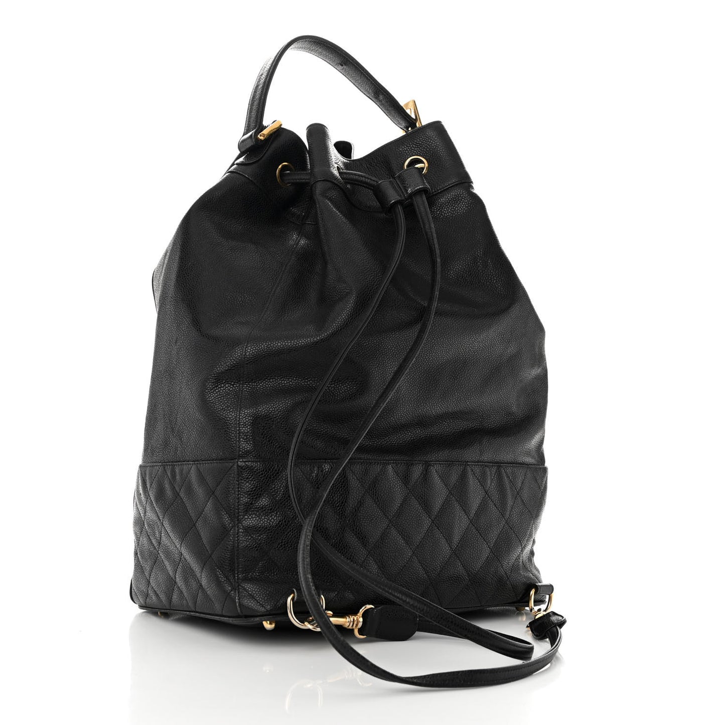 Caviar Quilted Drawstring Backpack Black