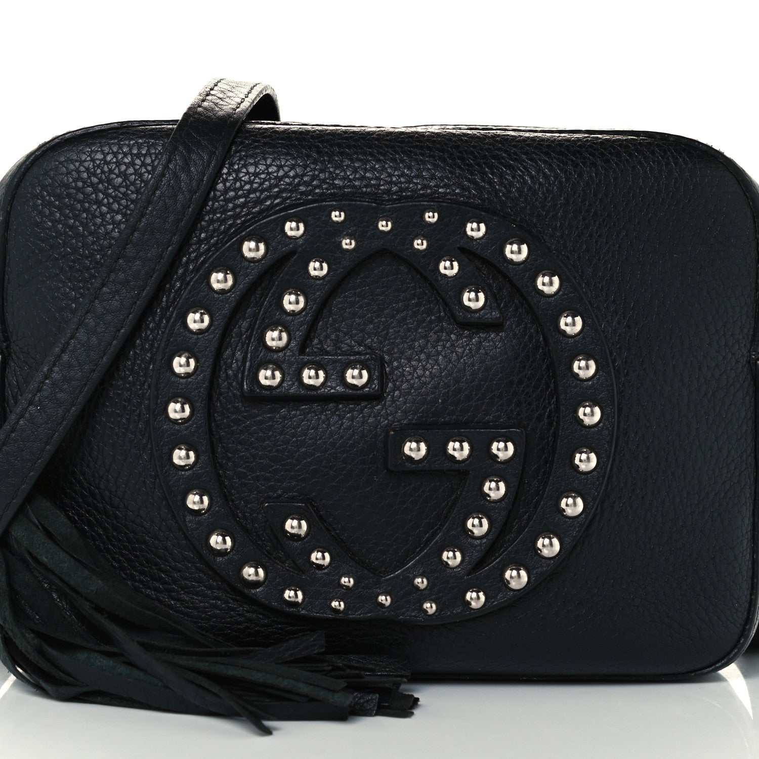 Gucci Pebbled Calfskin Studded Small Soho Disco Bag Black 9 of 11