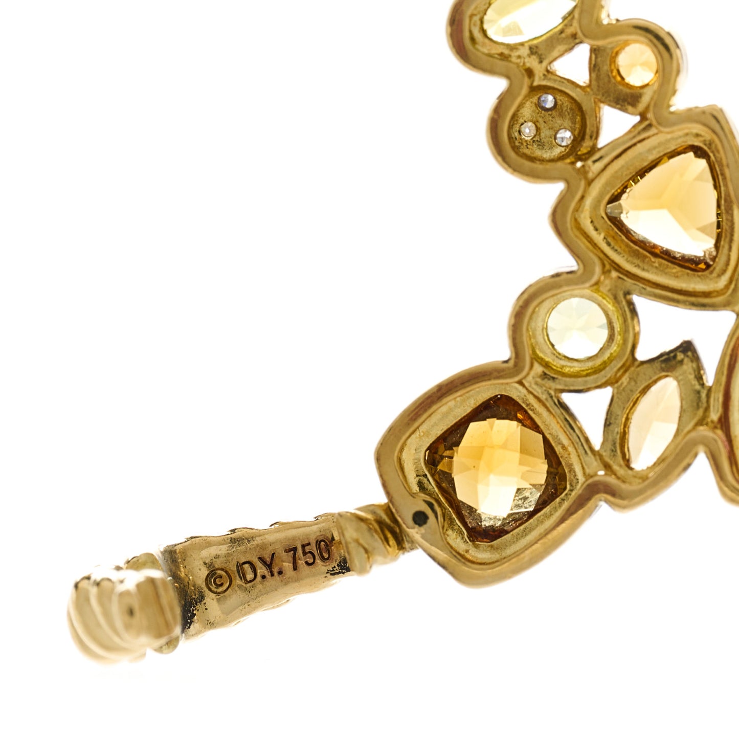 18K Yellow Gold Diamond Tourmaline Mosaic Cross Pendant