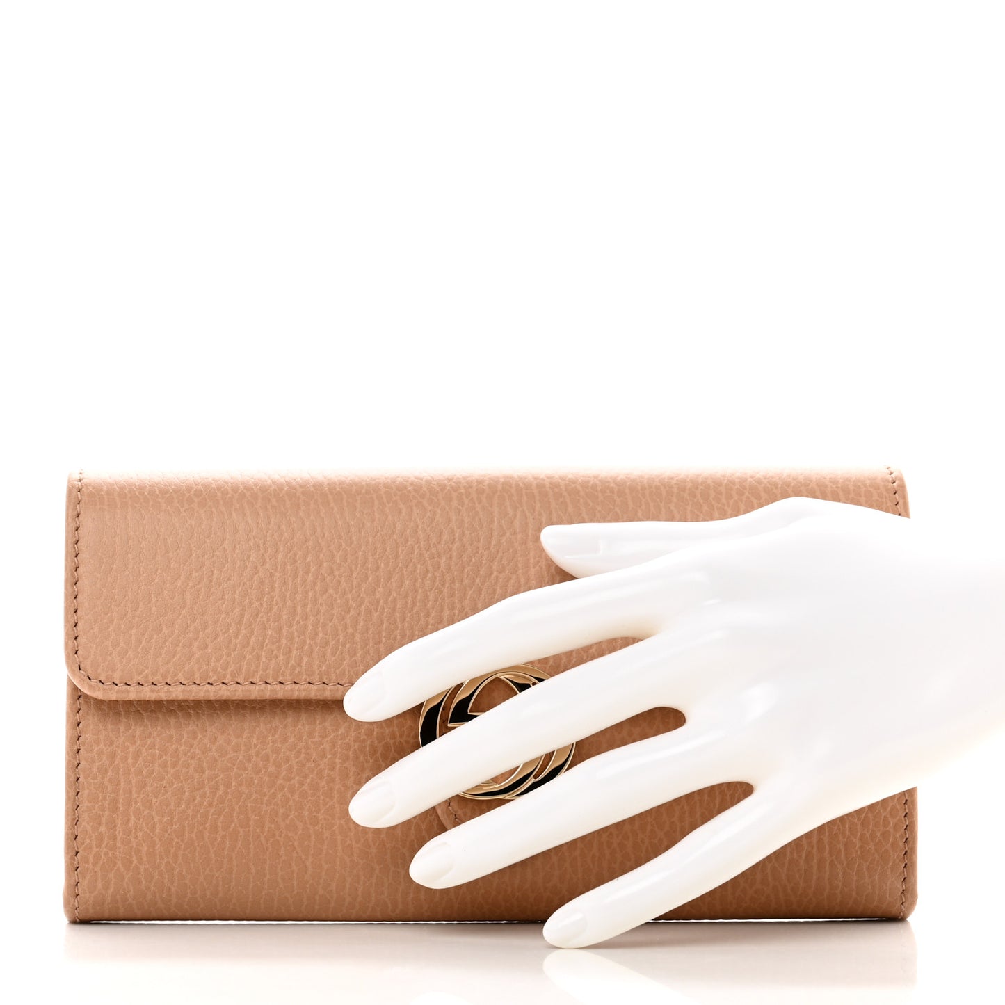 Dollar Calfskin Interlocking G Continental Wallet Camelia