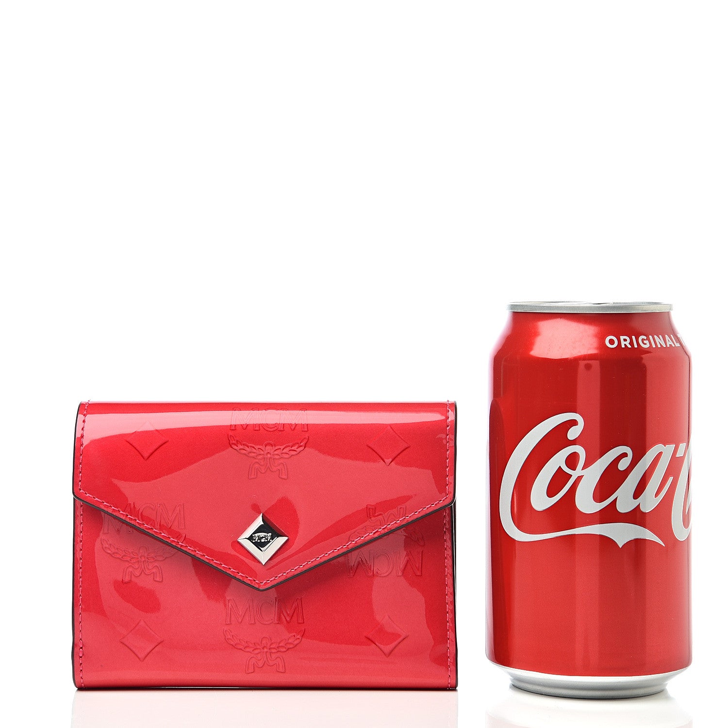 MCM Patent Monogram Three Fold Wallet Red 7 of 7