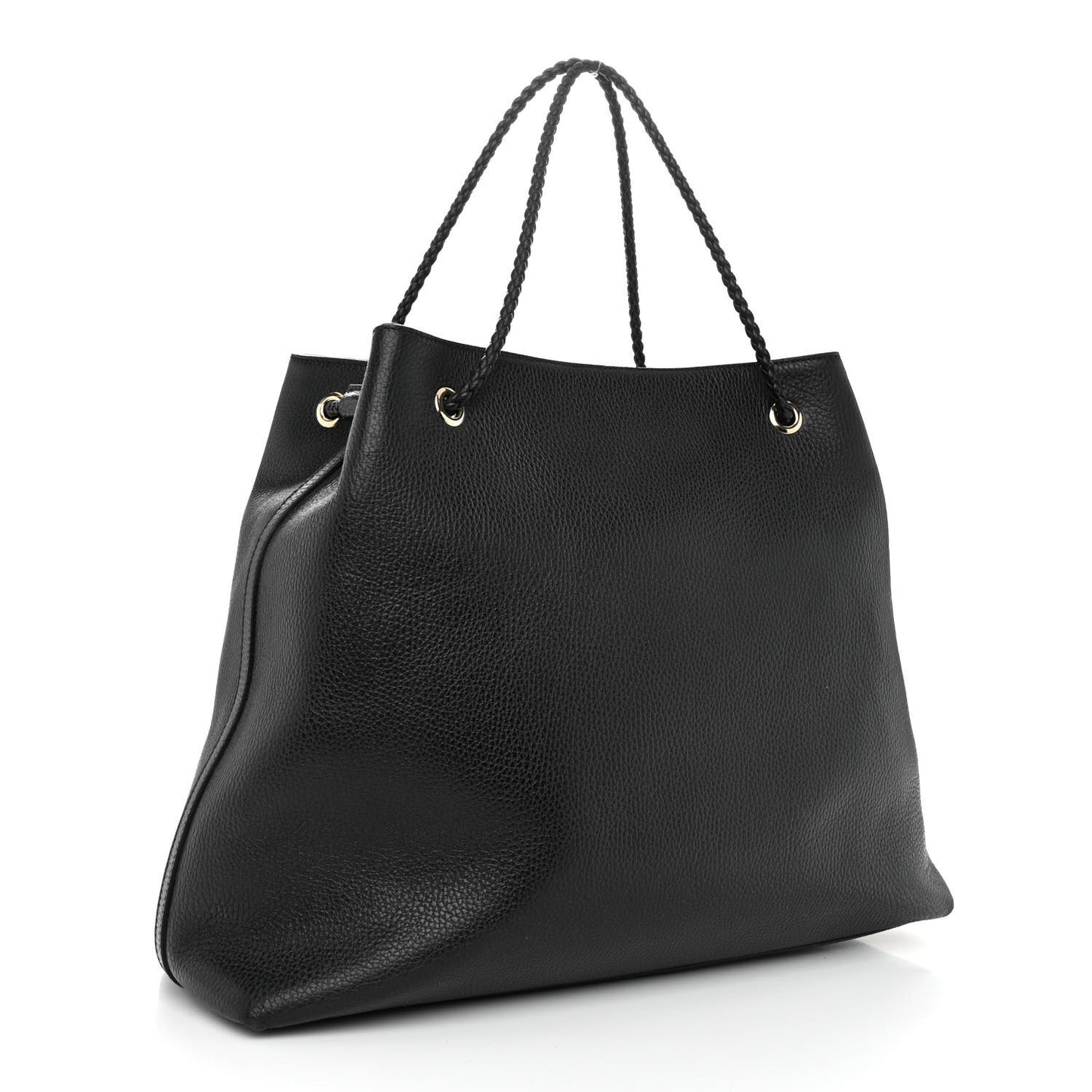 Calfskin Large Gifford Braided Handle Tote Black