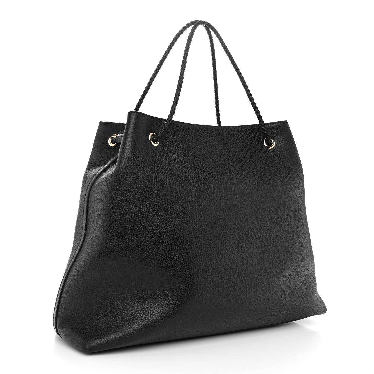 Gucci Calfskin Large Gifford Braided Handle Tote Black 3 of 9