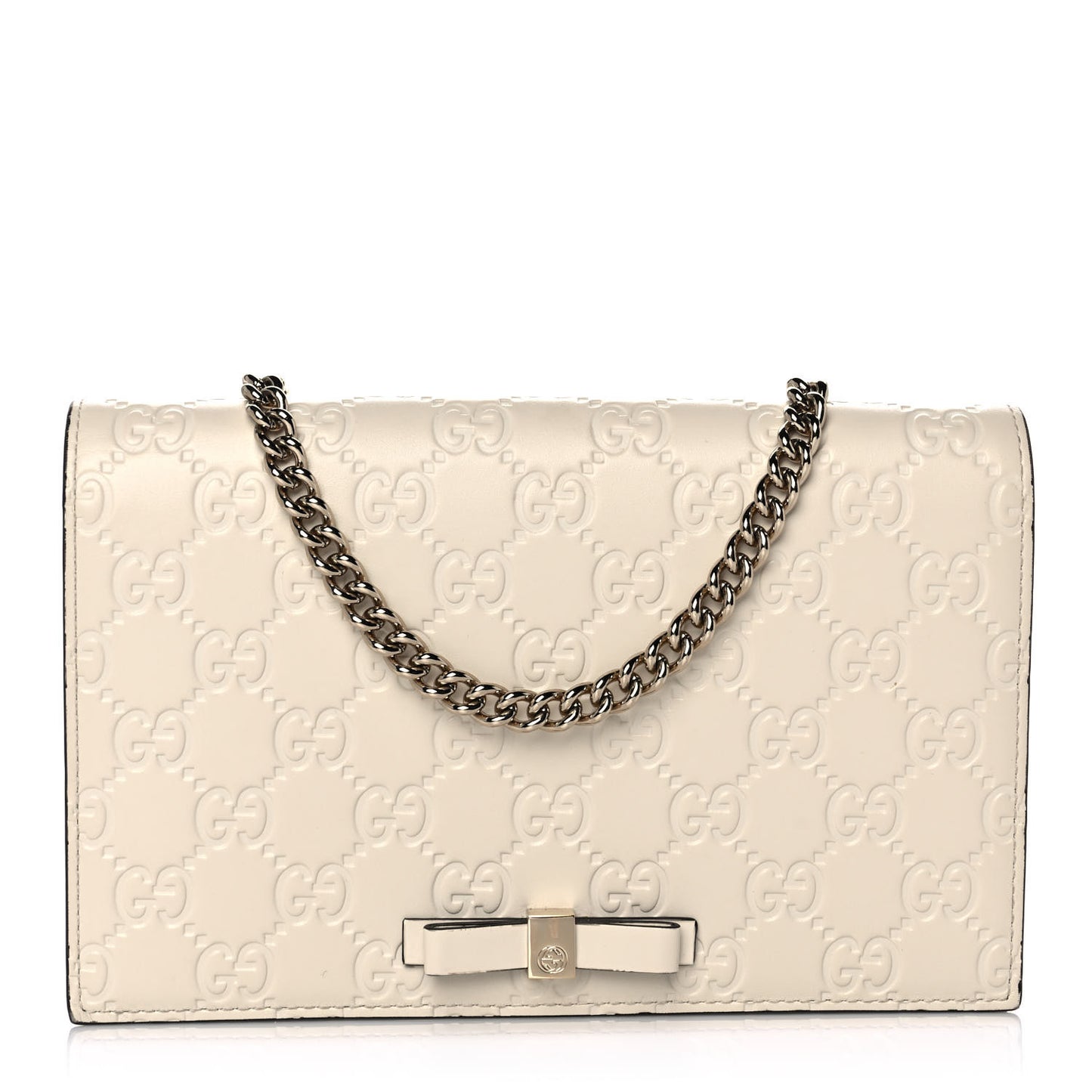 Guccissima Signature Bowy Chain Wallet Mystic White