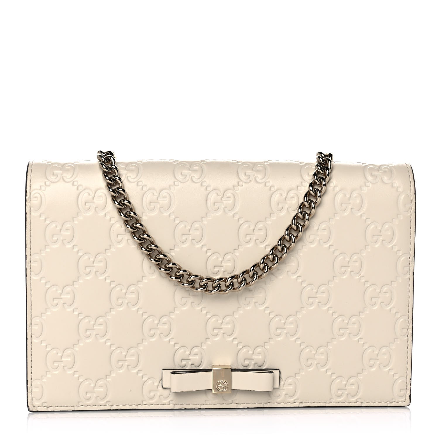 Gucci Guccissima Signature Bowy Chain Wallet Mystic White 1 of 10