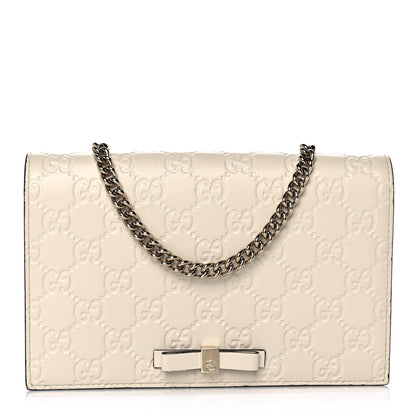 Gucci Guccissima Signature Bowy Chain Wallet Mystic White 1 of 10