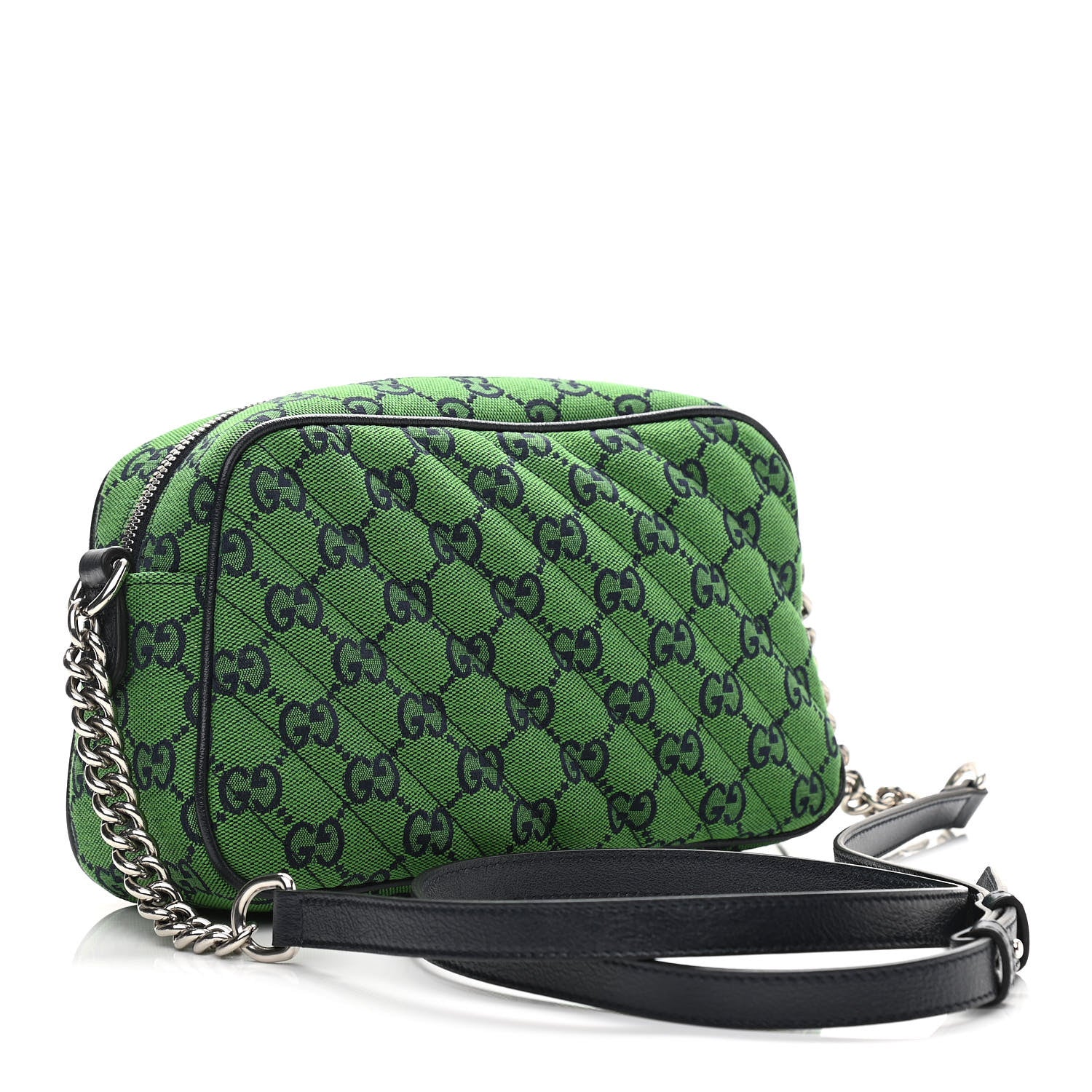 Gucci Monogram Multicolor Matelasse Diagonal Small GG Marmont Chain Shoulder Bag Green Blue 3 of 11