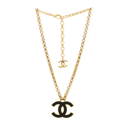 Chanel Metal Enamel CC Chain Necklace Gold Black 3 of 4