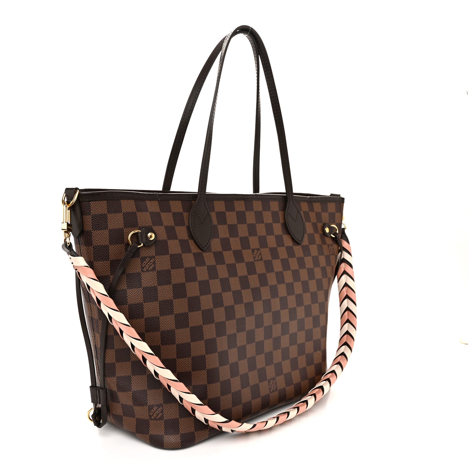 Louis Vuitton Damier Ebene Braided Neverfull MM Pink 3 of 11