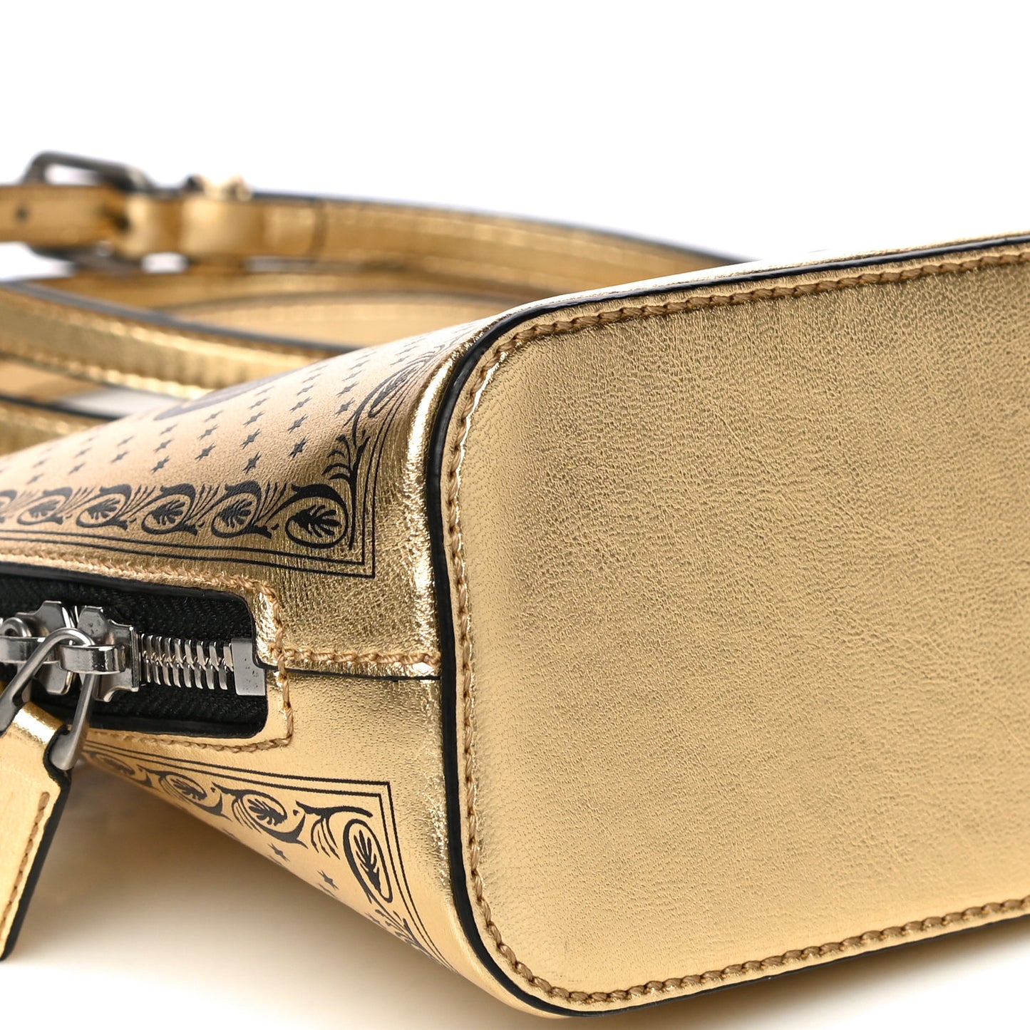 X SEGA Calfskin GUCCY Stars Mini Dome Shoulder Bag Gold
