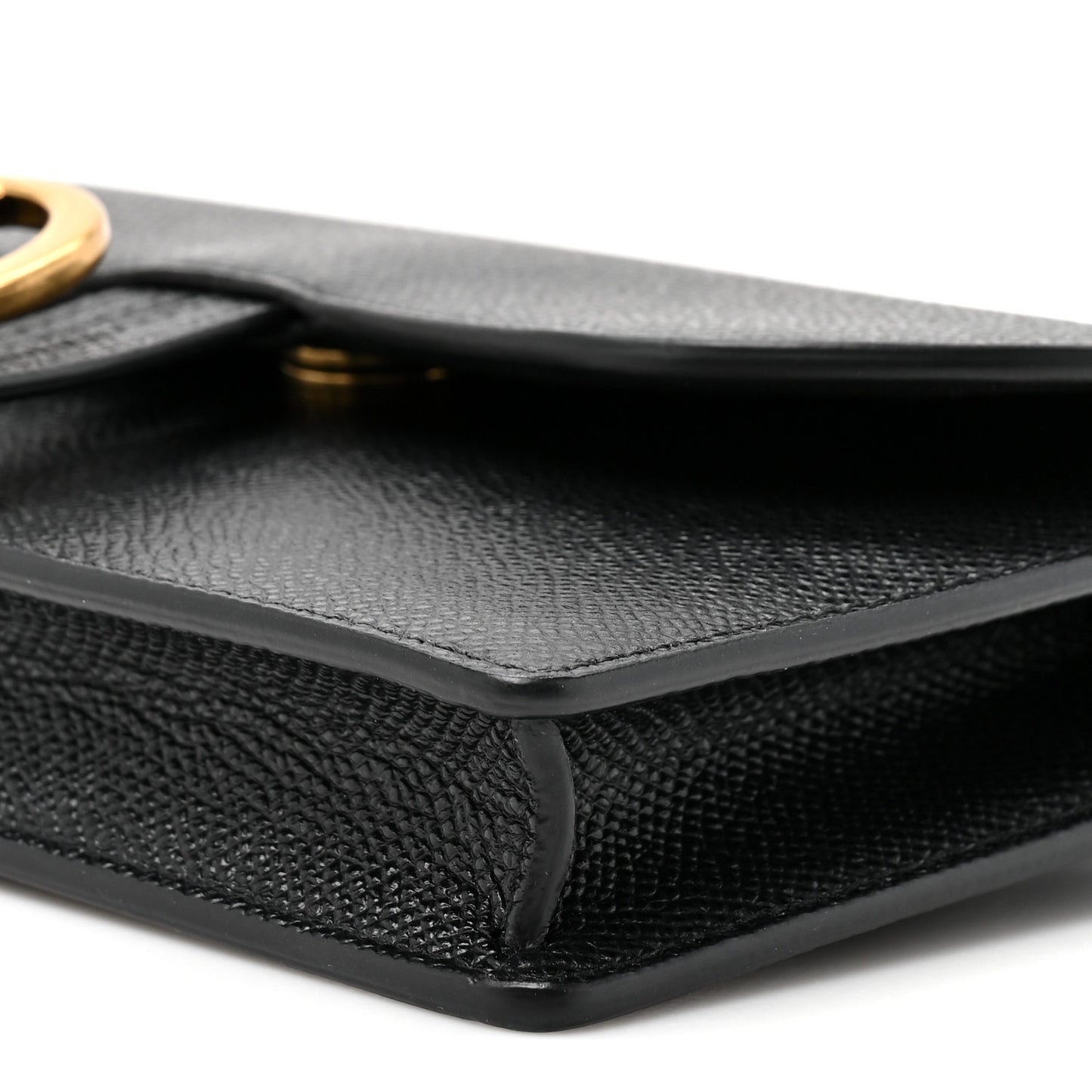 Grained Calfskin Saddle Belt Clutch Black