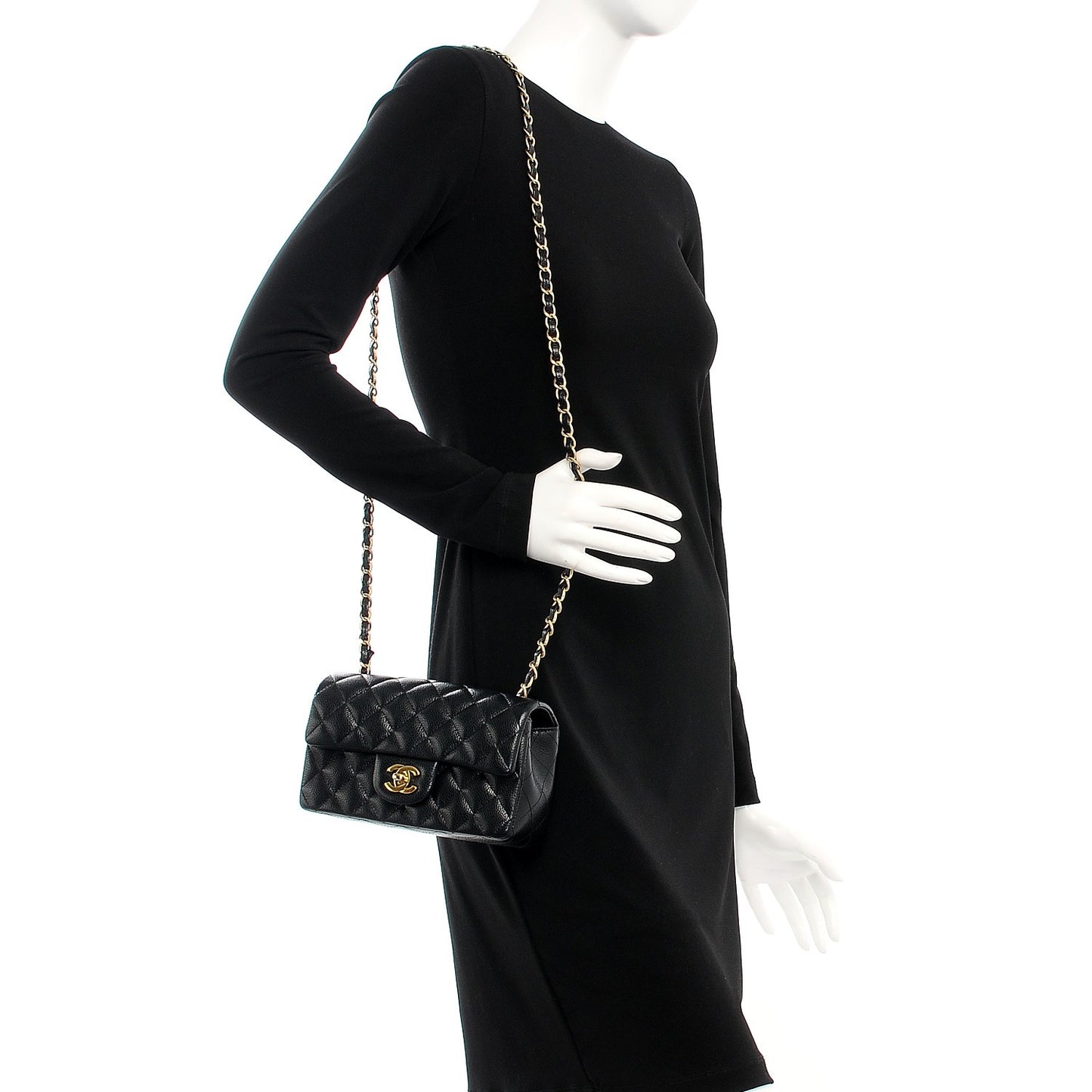 Caviar Quilted Mini Rectangular Flap Black