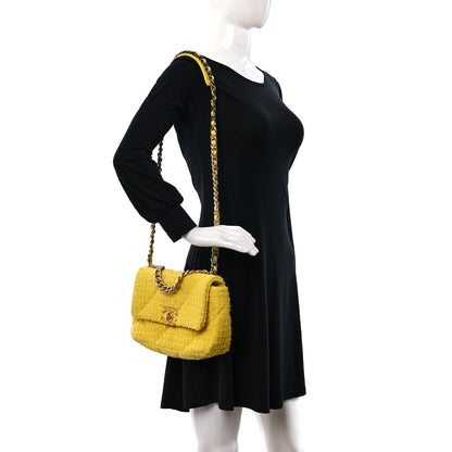 Chanel Tweed Quilted Medium Chanel 19 Flap Yellow 2 of 11