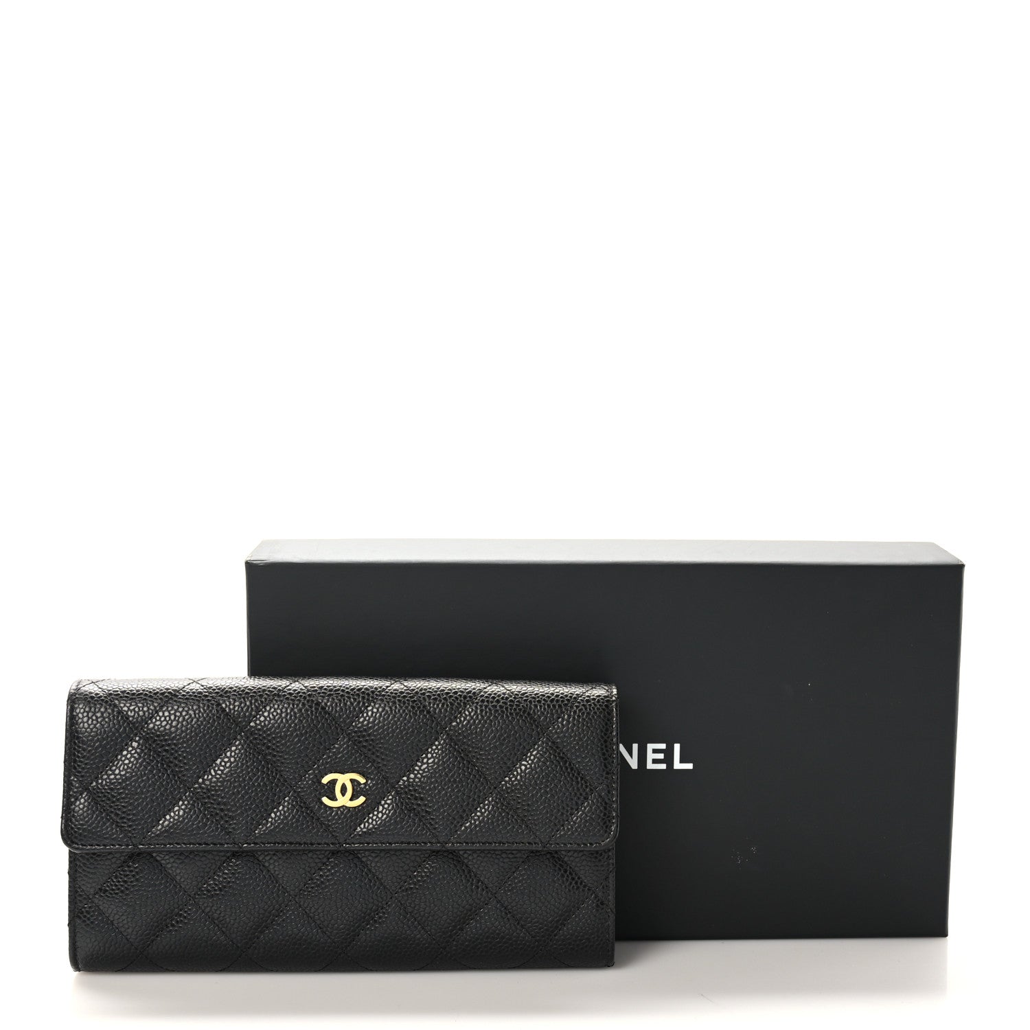 Chanel Caviar Quilted Large Gusset Flap Wallet Black 9 of 9