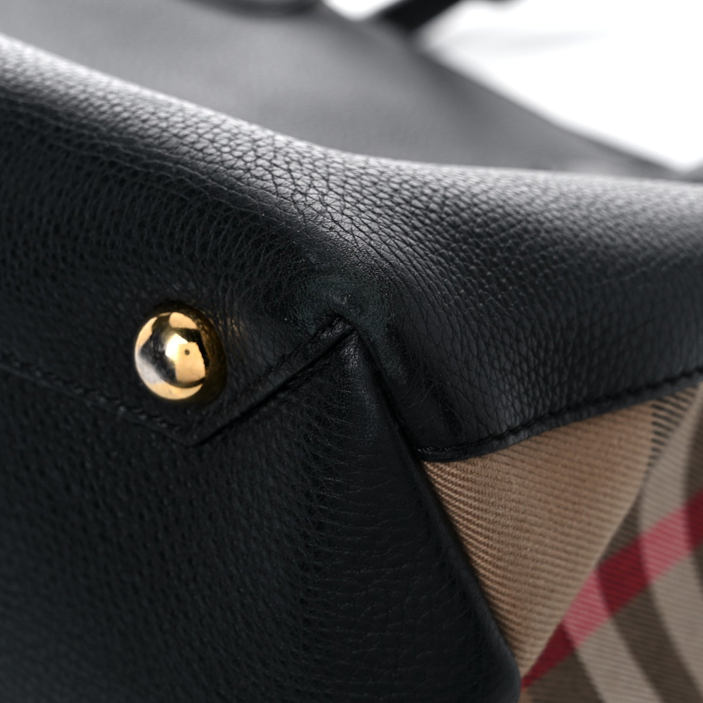 Grainy Calfskin House Check Large Banner Tote Black