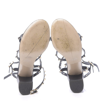 Valentino Garavani Calfskin Rockstud 60mm City Sandals 38 Black 5 of 9