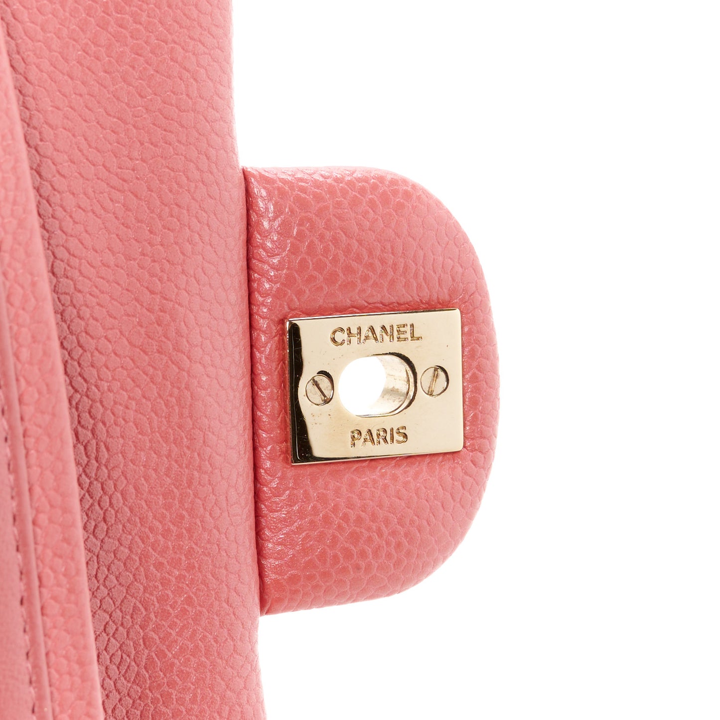Metallic Caviar Quilted Medium Double Flap Pink