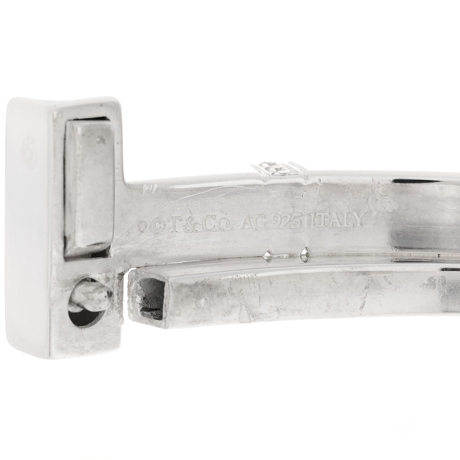 Tiffany Sterling Silver Diamond T Square Wrap Bracelet 3 of 4