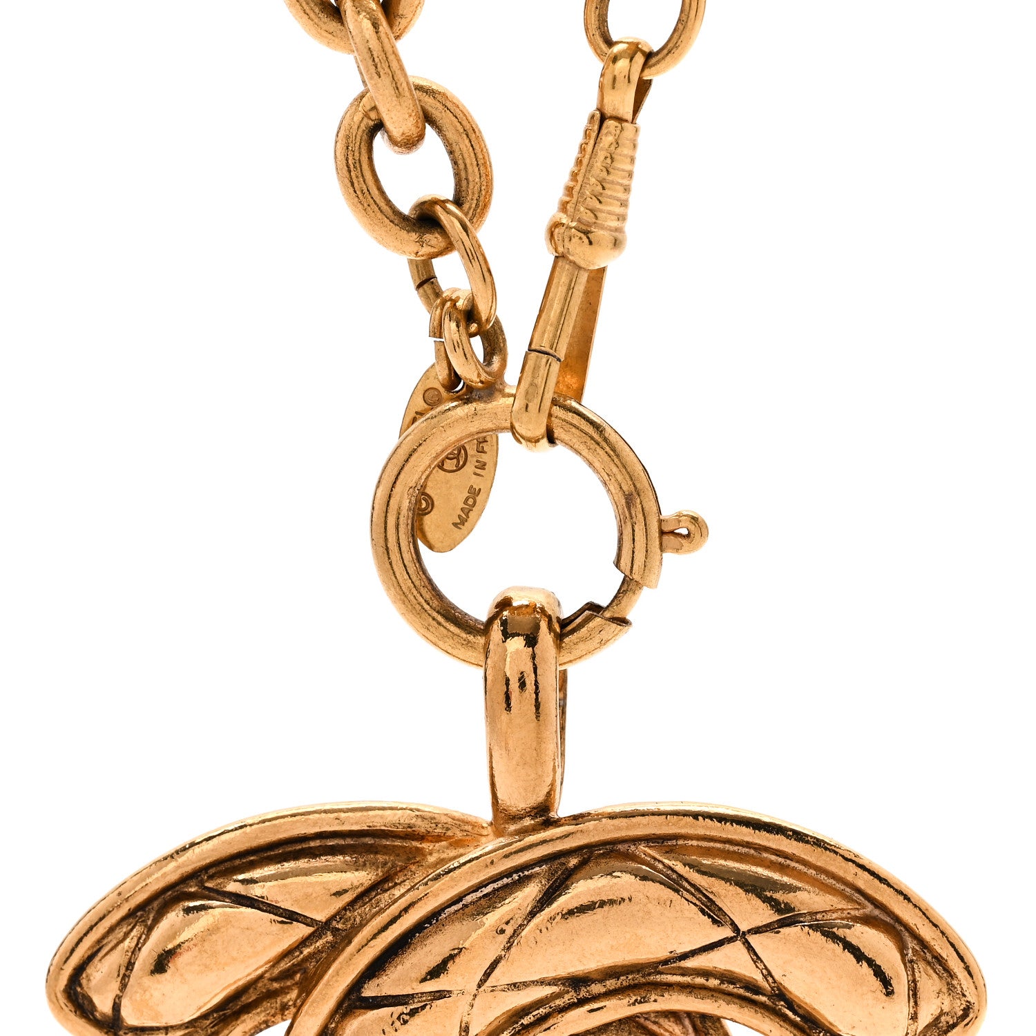 Chanel Metal Quilted CC Necklace Gold 5 of 6