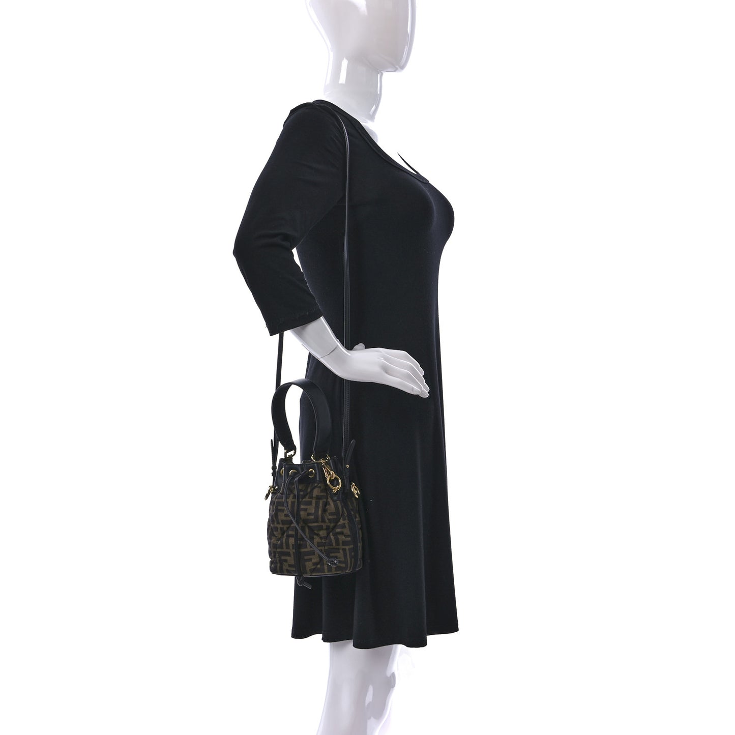 Silk Vitello King FF 1974 Quilted Mini Mon Tresor Bucket Bag Tobacco Moro
